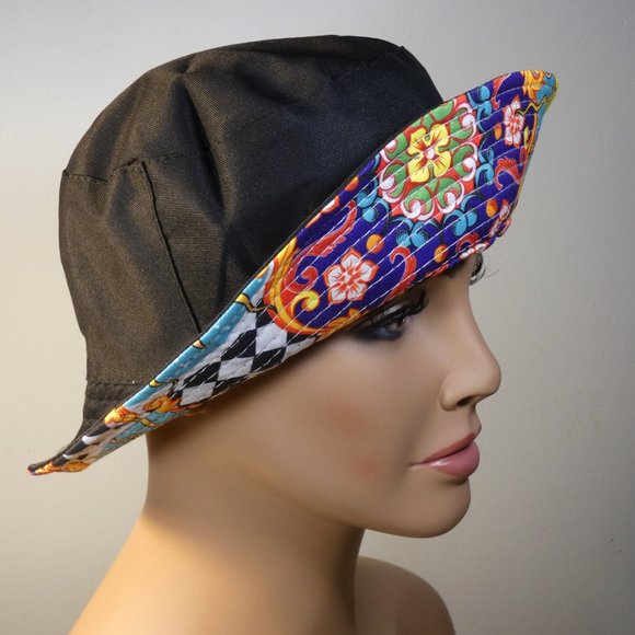 UNISEX Reversible celestial bucket hat sun print and black - Picture 7 of 7